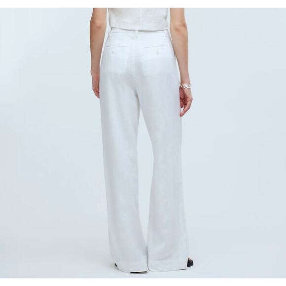 Madewell Harlow Wide-Leg Pants 100% Linen White Women's Size 8 - Picture 2 of 8